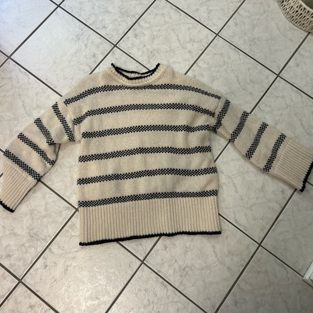 SHEIN Beige and Black Striped Sweater